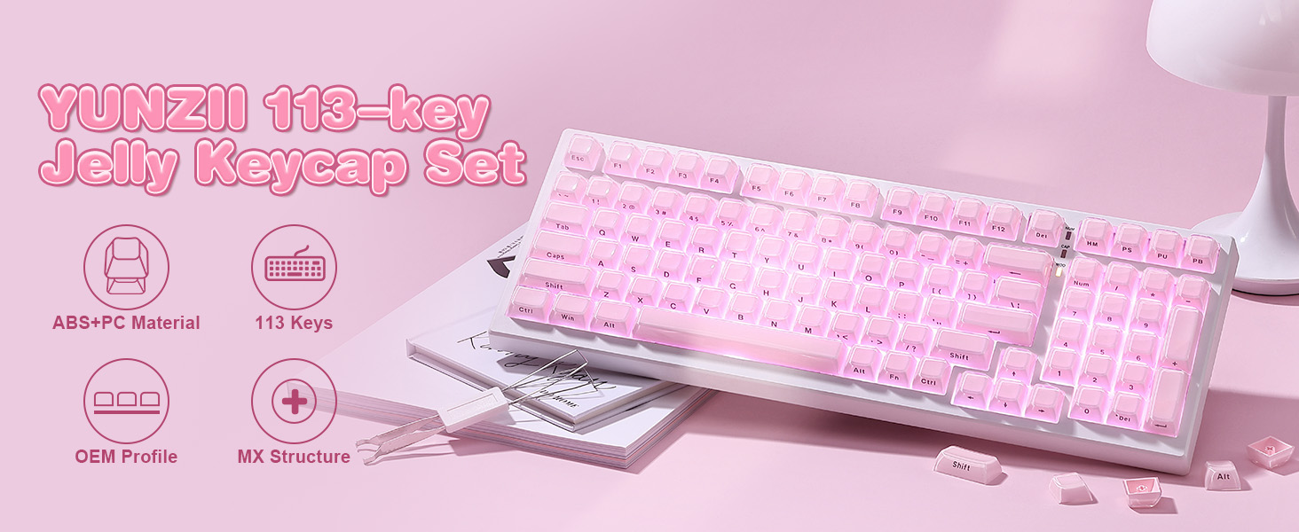 Amazon.com: YUNZII Jelly PBT Keycap Set,113 Keys Custom Keycap